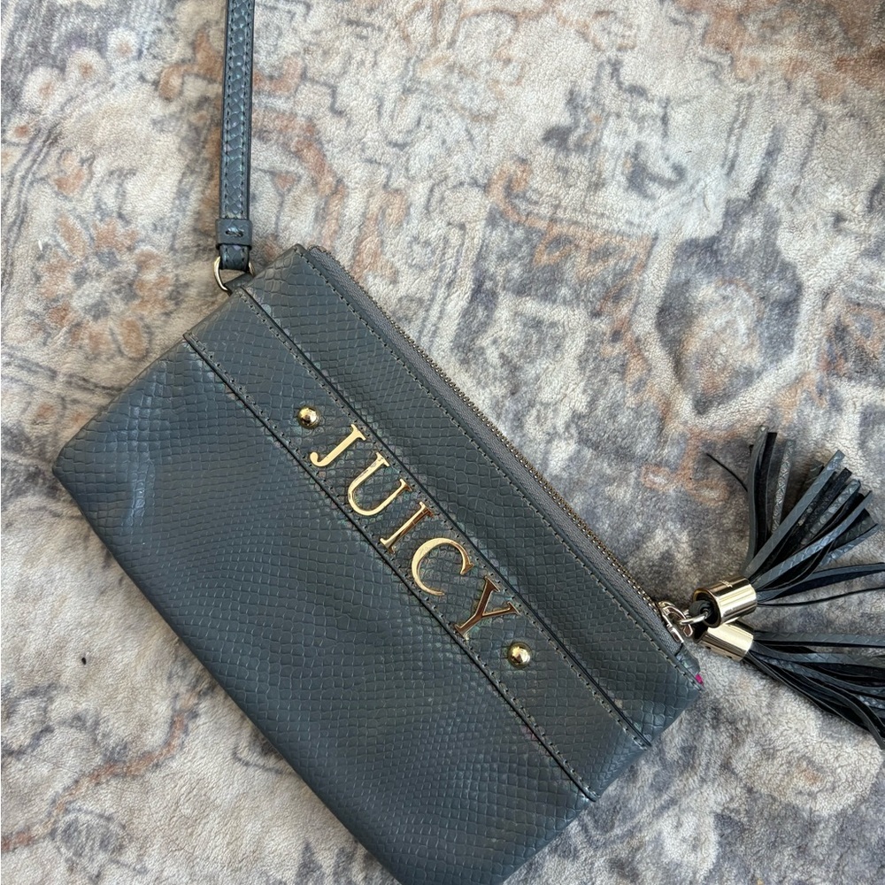 Juicy Couture Charcoal Wristlet with Gold Accents